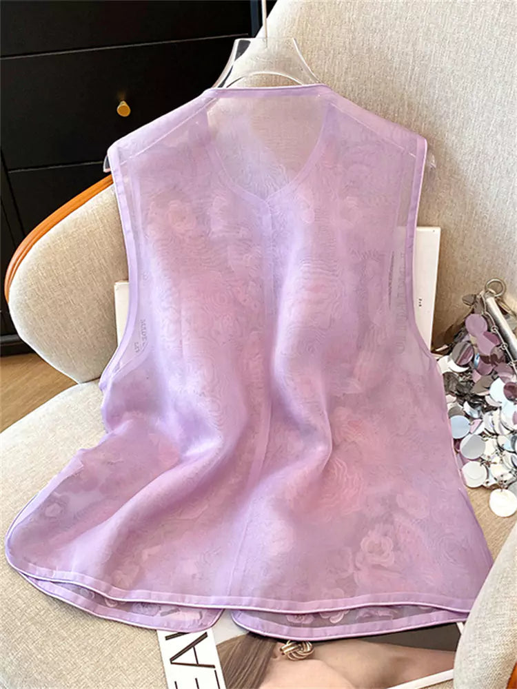 Neue Sommerweste im chinesischen Stil aus Maulbeerseide mit aufwendiger Stickerei