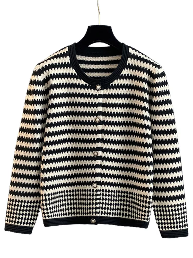 Cárdigan de punto a rayas para mujer
