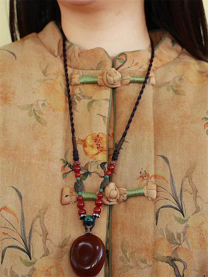 Women's Vintage Chinese Style Floral Padded Coat with Frog Buttons