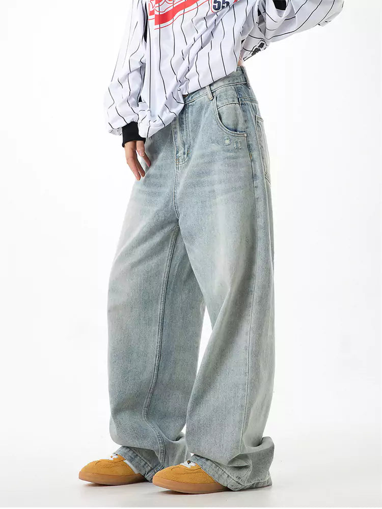 Vaqueros cargo de pierna ancha y corte holgado estilo vintage americano para mujer