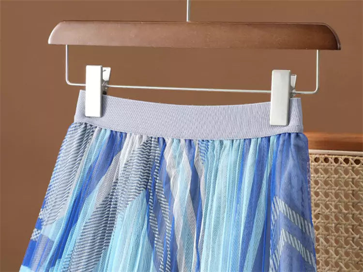 Tüll-Midirock mit Tinten-gefärbtem Muster für Damen