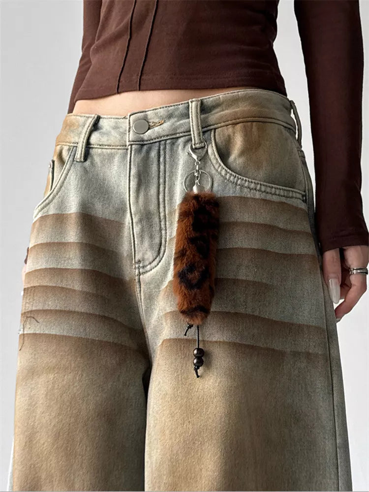 American Vintage Fleece-Lined Wide-Leg Denim Pants for Women