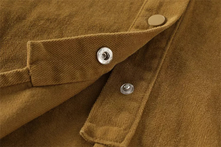 Women's Chic Cream Oversized Button-Down Shirt with Detachable Brown Knit Shawl Set