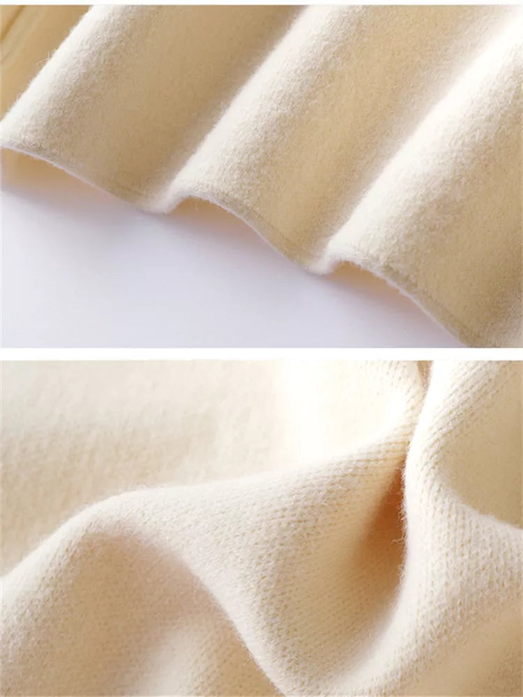 Elegante cárdigan largo de punto beige para mujer