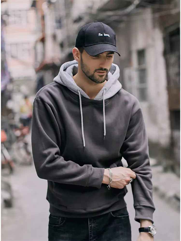 Sudadera con capucha de polar con bloques de color para hombre