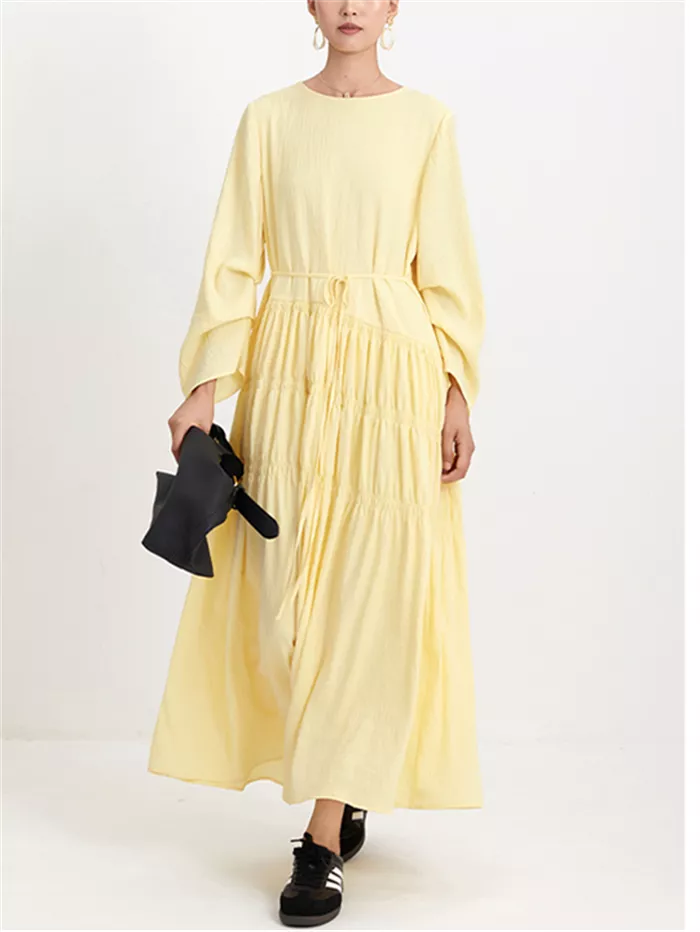 Women's Burgundy Crinkled Texture Maxi Dress