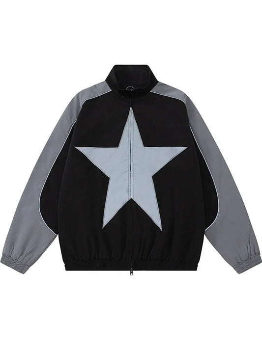 Star Patch Zip Up Loose Jacket