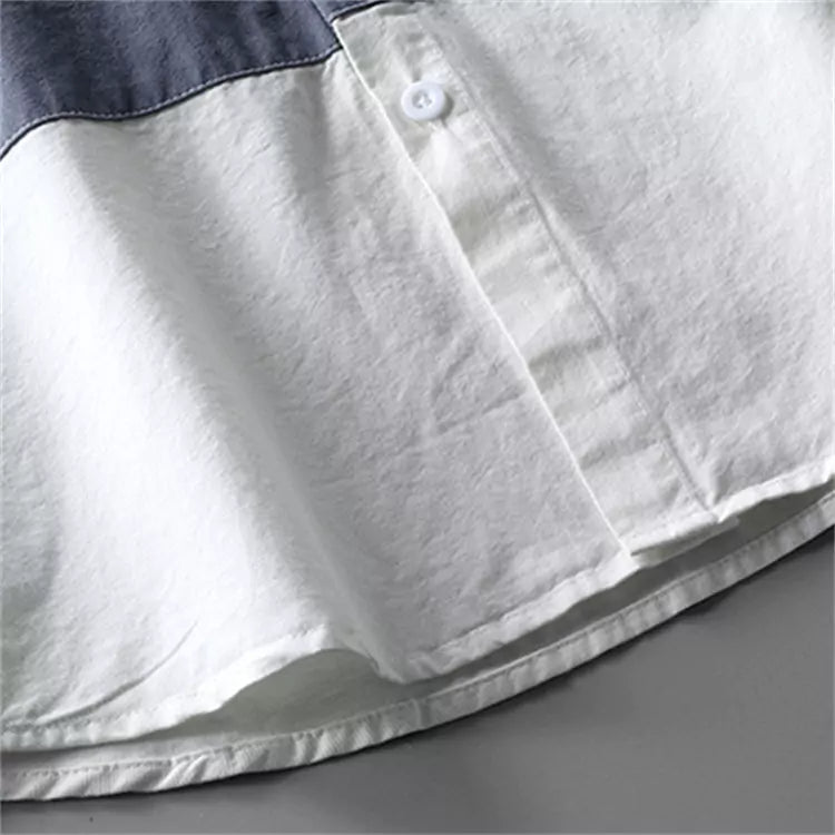 Trendiges Herrenhemd mit Farbblockdesign und Aufnähern