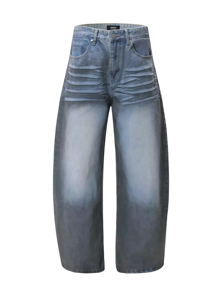 Vaqueros de pierna ancha desgastados y lavados vintage unisex