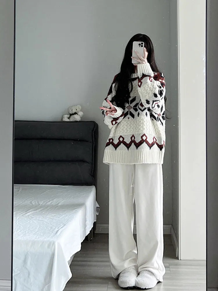 Vintage Cable Knit Crew Neck Pullover Sweater