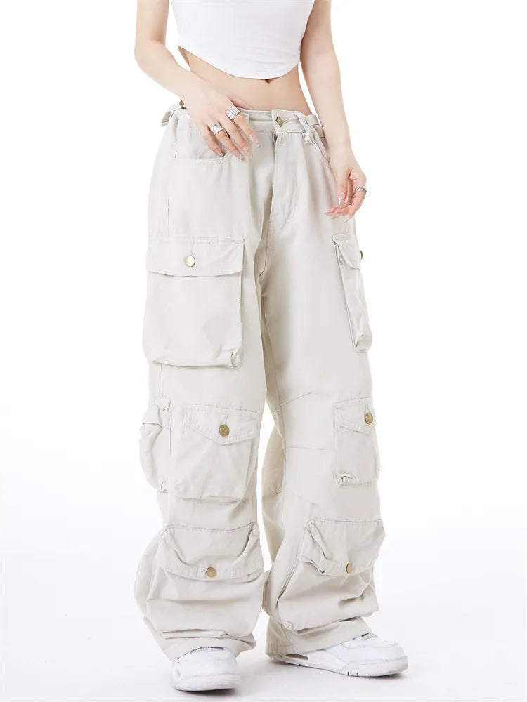 Pantalones holgados vintage con múltiples bolsillos