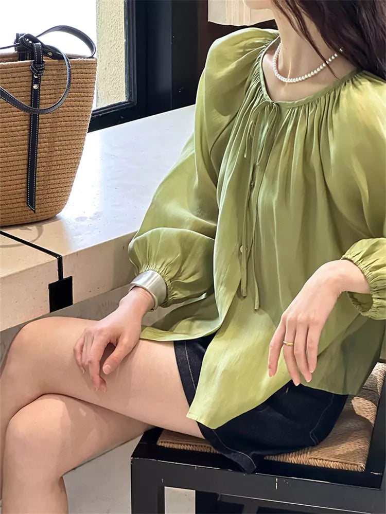 Chic Silk Blouse with Oriental Flair