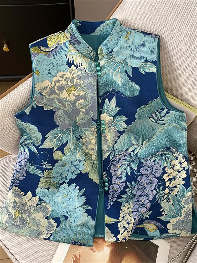 Chic Embroidered Vest with Oriental Flair