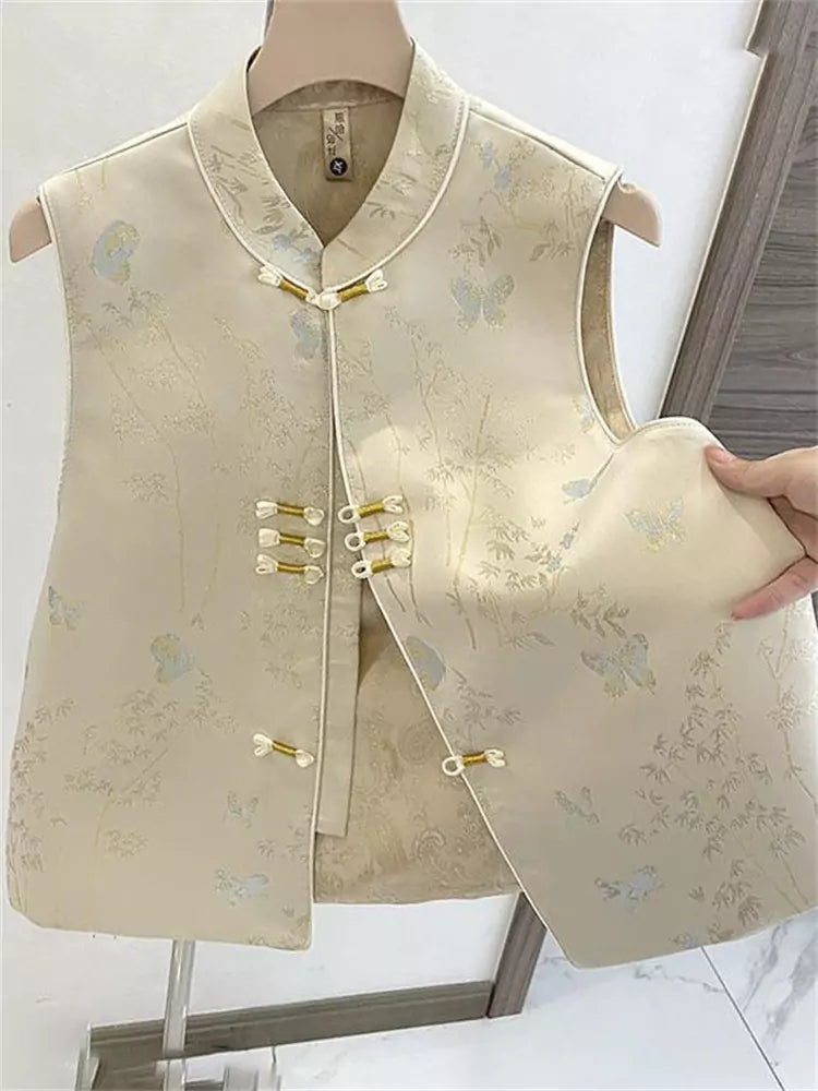Chinese Style Waistcoat for Women – Lightweight Spring & Autumn Vest with Frog Buttons