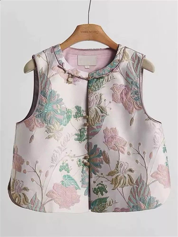 Stilvolle, strukturierte Song-Brokatweste – Elegante Damenweste im neuen chinesischen Stil