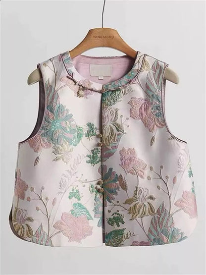 Stilvolle, strukturierte Song-Brokatweste – Elegante Damenweste im neuen chinesischen Stil