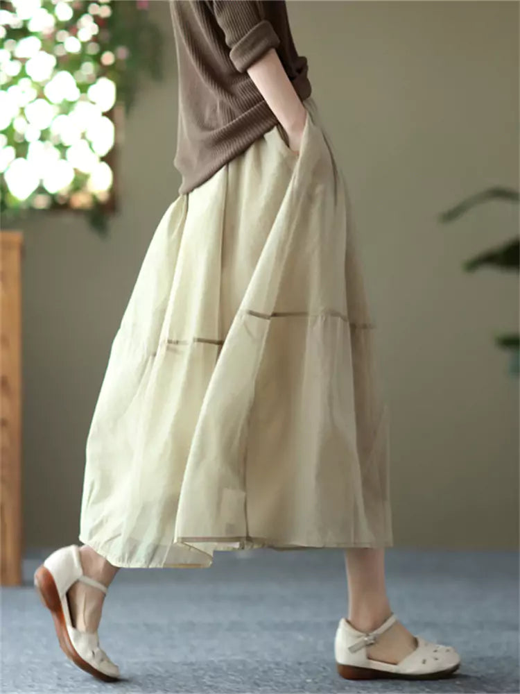 Elegant A-Line Tulle Patchwork Skirt with Artistic Flair