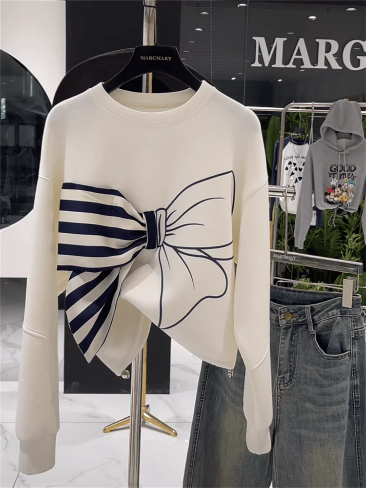 Oversized Pullover Sweatshirt with Statement Butterfly Design for Women