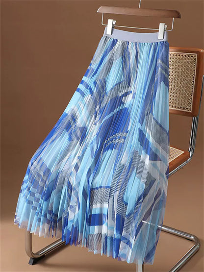 Tüll-Midirock mit Tinten-gefärbtem Muster für Damen