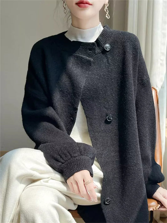 Cárdigan largo de punto vintage para mujer