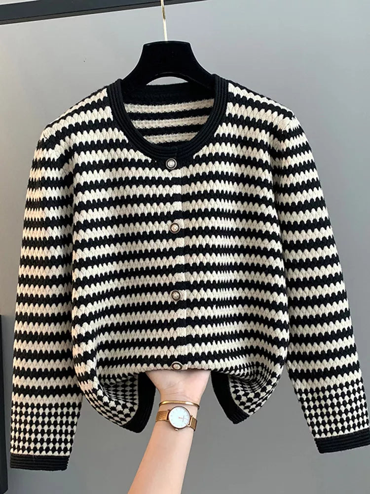 Striped Knit Cardigan for Women