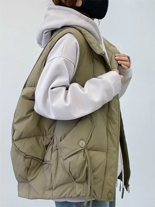 Loose Fit Padded Vest for Women Plus Size