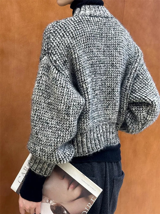 Textured Waist-Fit Short Knit Cardigan for Women