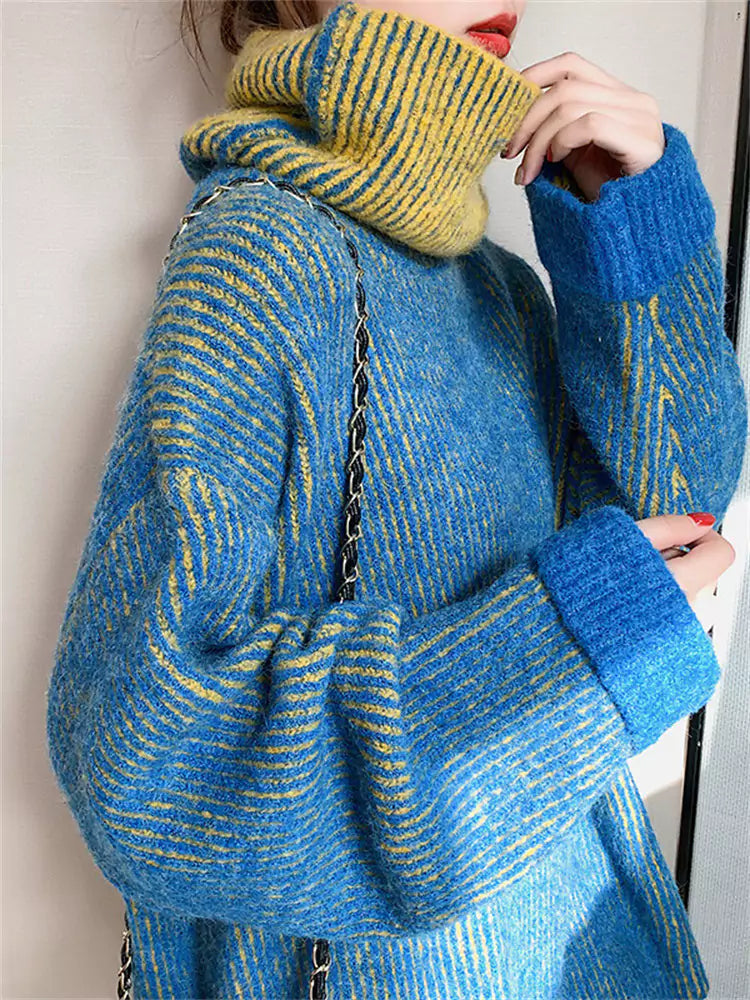 Trendiger Oversize-Rollkragenpullover für Damen