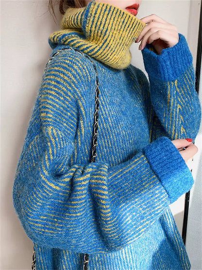 Suéter de punto de cuello alto extragrande de moda para mujer