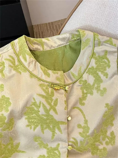 Vintage-Weste mit Jacquard-Stickerei für Damen – Ärmellose Weste im neuen chinesischen Stil