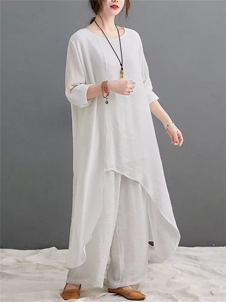 Women's Chinese Zen Meditation Outfit Cotton Linen Tai Chi Set with Buddhist-Inspired Design