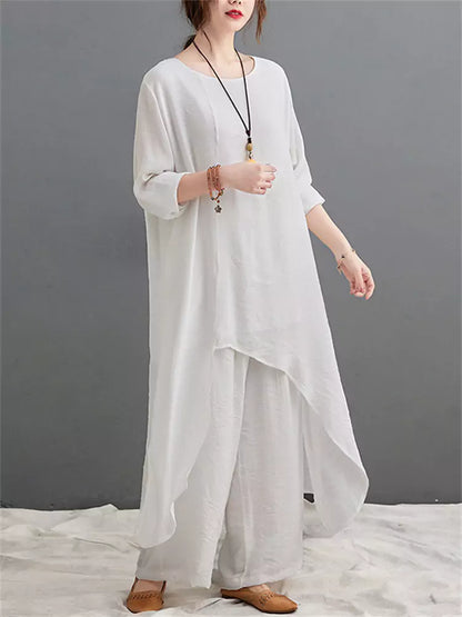 Conjunto de meditación zen china para mujer, de algodón y lino, con diseño de inspiración budista.