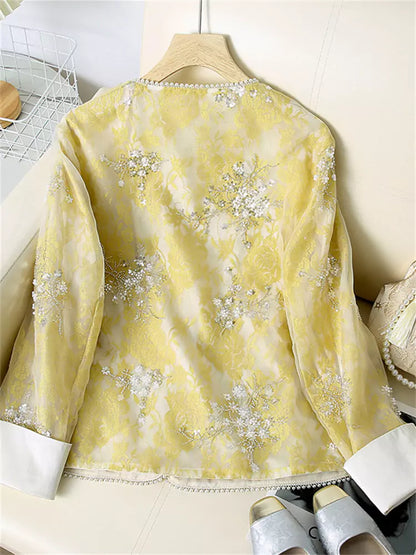 Modische, aufwendig bestickte Jacke im neuen chinesischen Stil für Damen