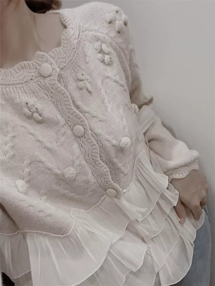 Cárdigan de punto de patchwork de malla de moda para mujer