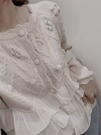 Cárdigan de punto de patchwork de malla de moda para mujer