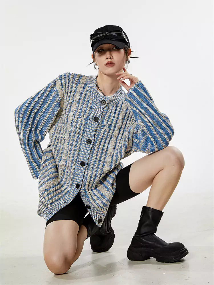 Cárdigan de punto holgado vintage para mujer