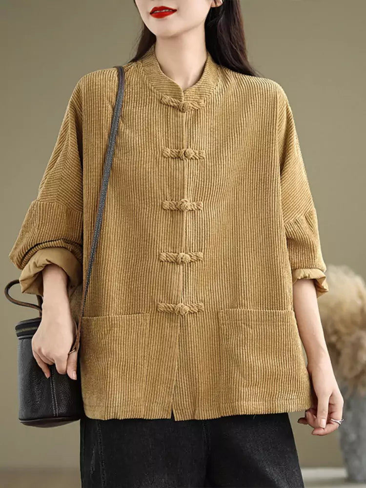 Corduroy Vintage Long Sleeve Jacket for Women