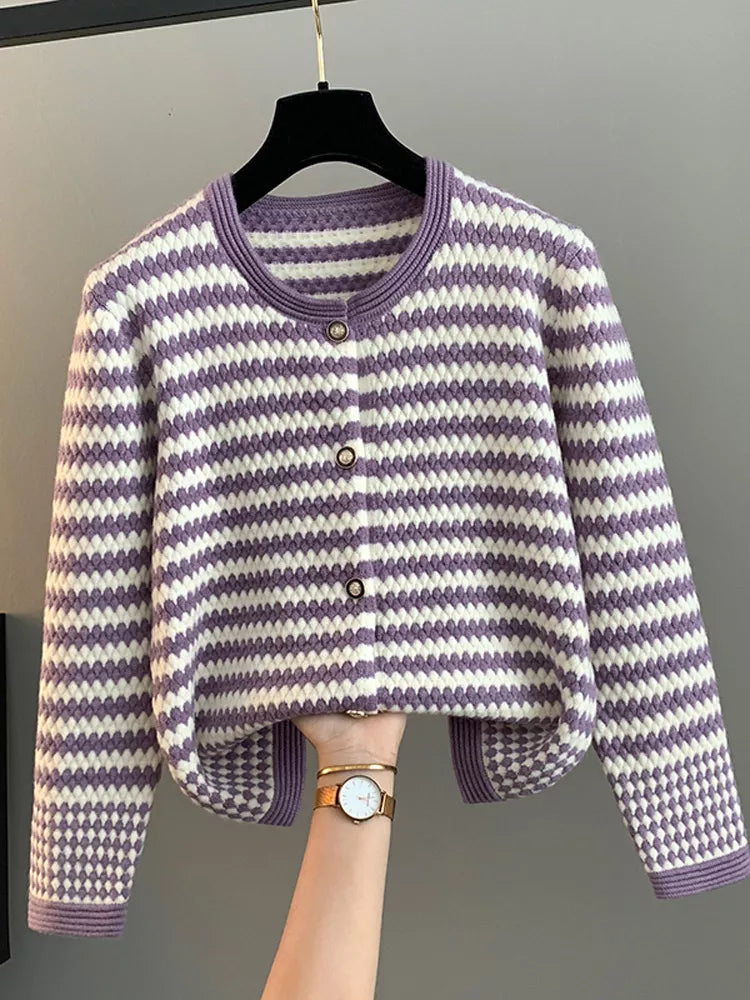 Cárdigan de punto a rayas para mujer