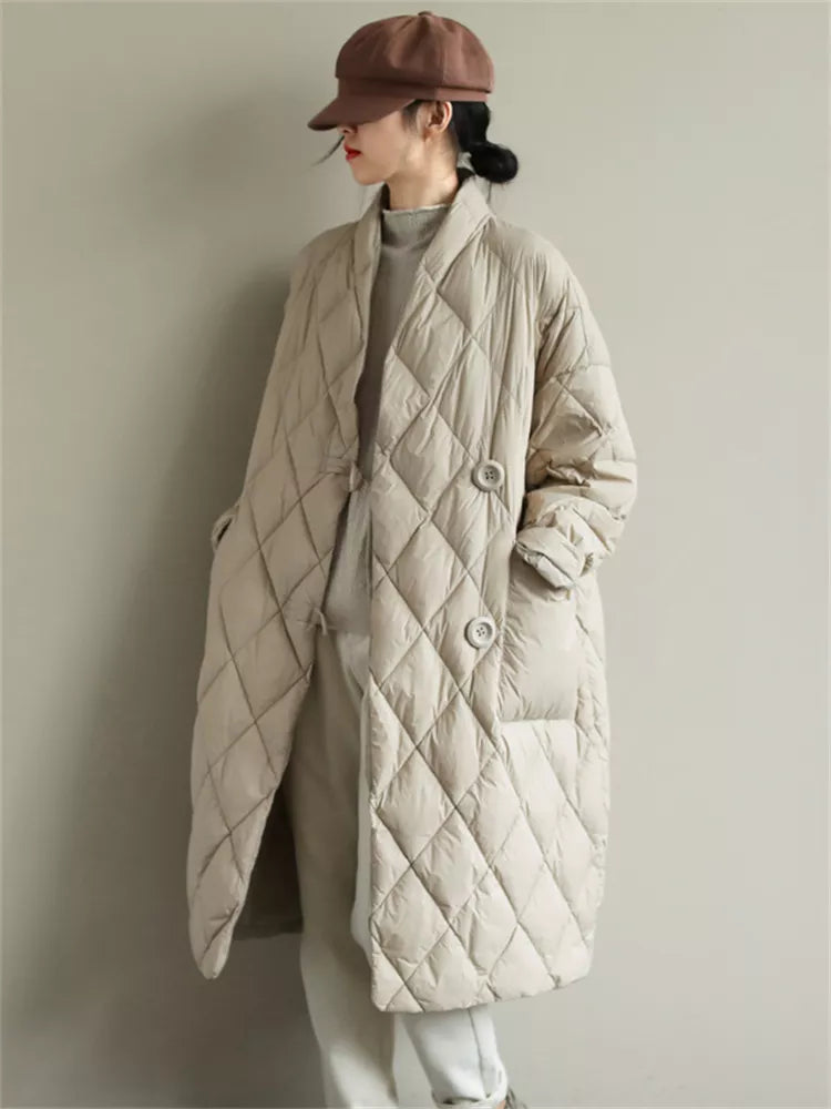 Roter, mittellanger Steppmantel mit Stehkragen für Damen