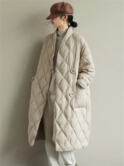 Roter, mittellanger Steppmantel mit Stehkragen für Damen