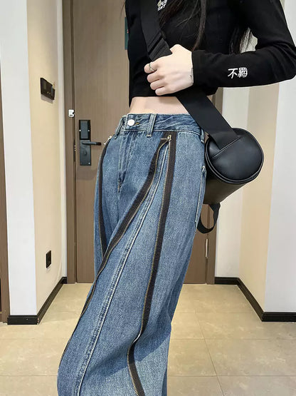 Vaqueros vintage desgastados, rectos y de cintura alta para mujer