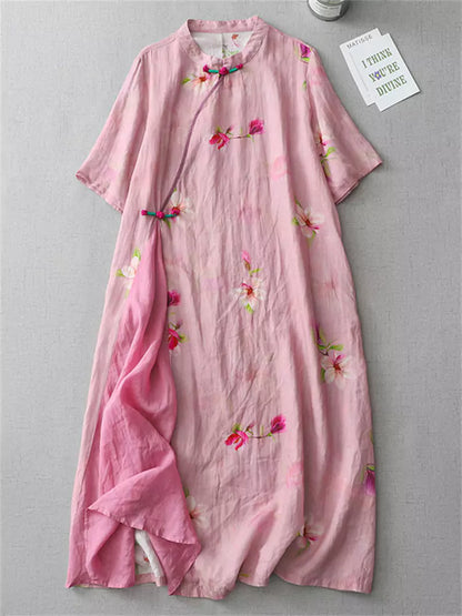 Vintage Floral Qipao Dress – Elegant Modern Chinese Cheongsam for Daily Wear