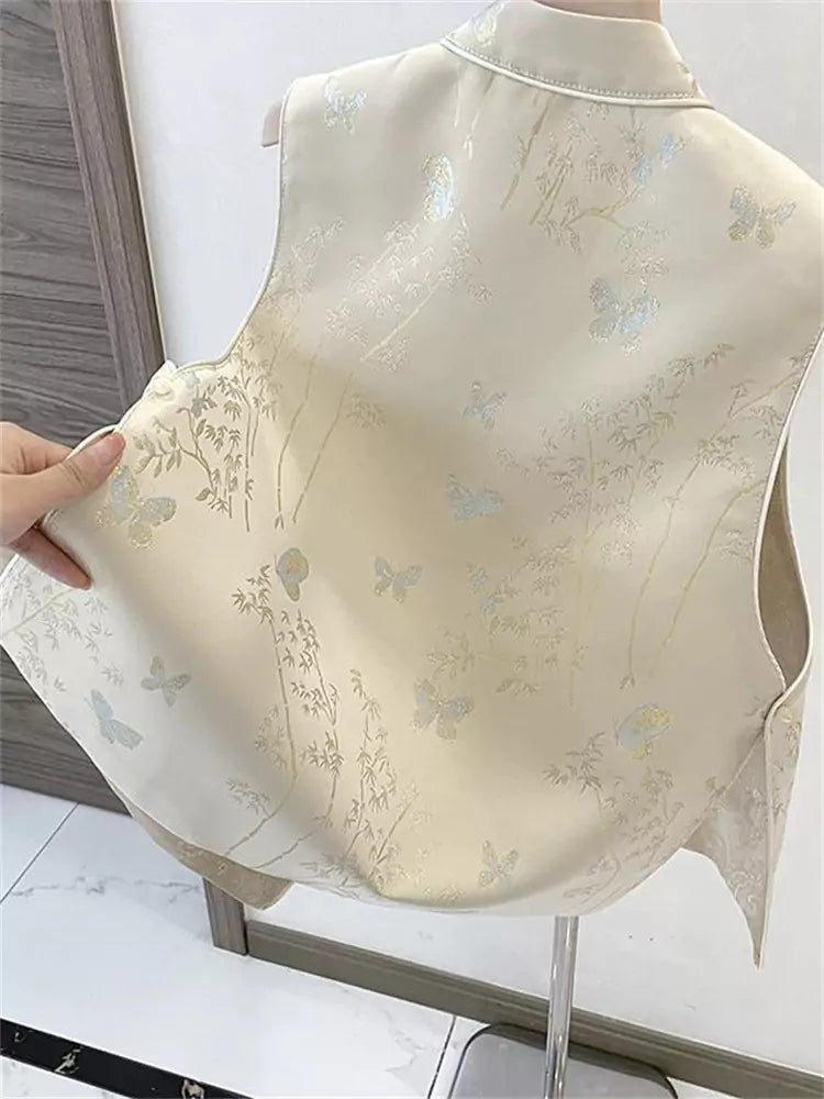 Chinese Style Waistcoat for Women – Lightweight Spring & Autumn Vest with Frog Buttons