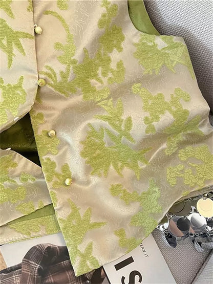 Vintage-Weste mit Jacquard-Stickerei für Damen – Ärmellose Weste im neuen chinesischen Stil