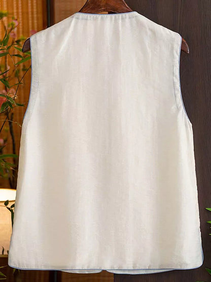 Neue Tencel-Weste im chinesischen Stil für Damen – leichtes, ärmelloses Sommertop mit asymmetrischem Verschluss und exquisiter Stickerei.
