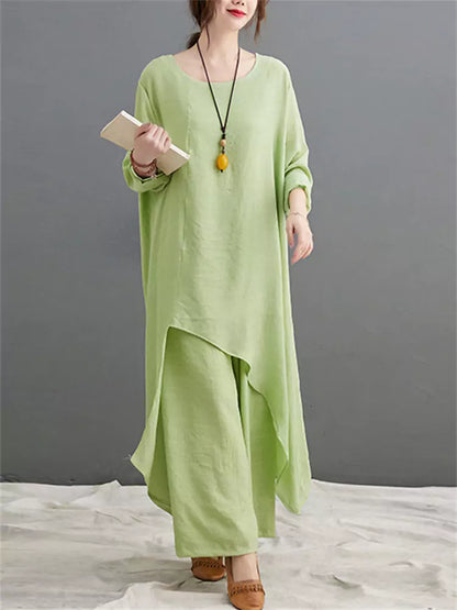 Conjunto de meditación zen china para mujer, de algodón y lino, con diseño de inspiración budista.