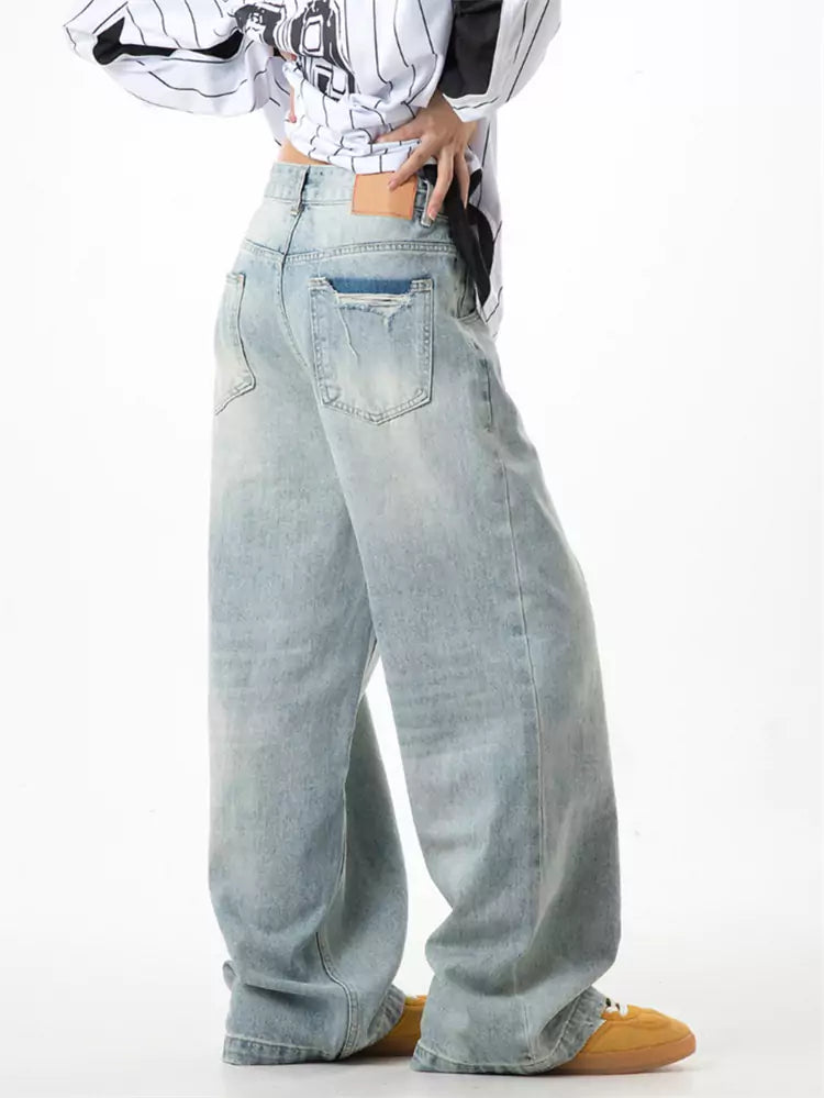 American Vintage Loose Fit Wide-Leg Cargo Denim Jeans for Women