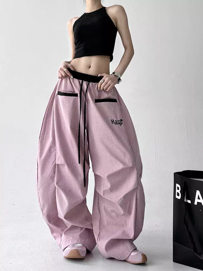 Pantalones holgados a rayas estilo urbano americano para mujer