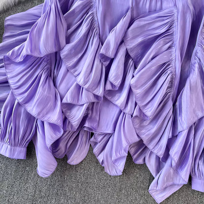 Stilvolle, elegante Bluse mit Rüschenbesatz, Rundhalsausschnitt, lockerem Schnitt und langen Ärmeln für Damen