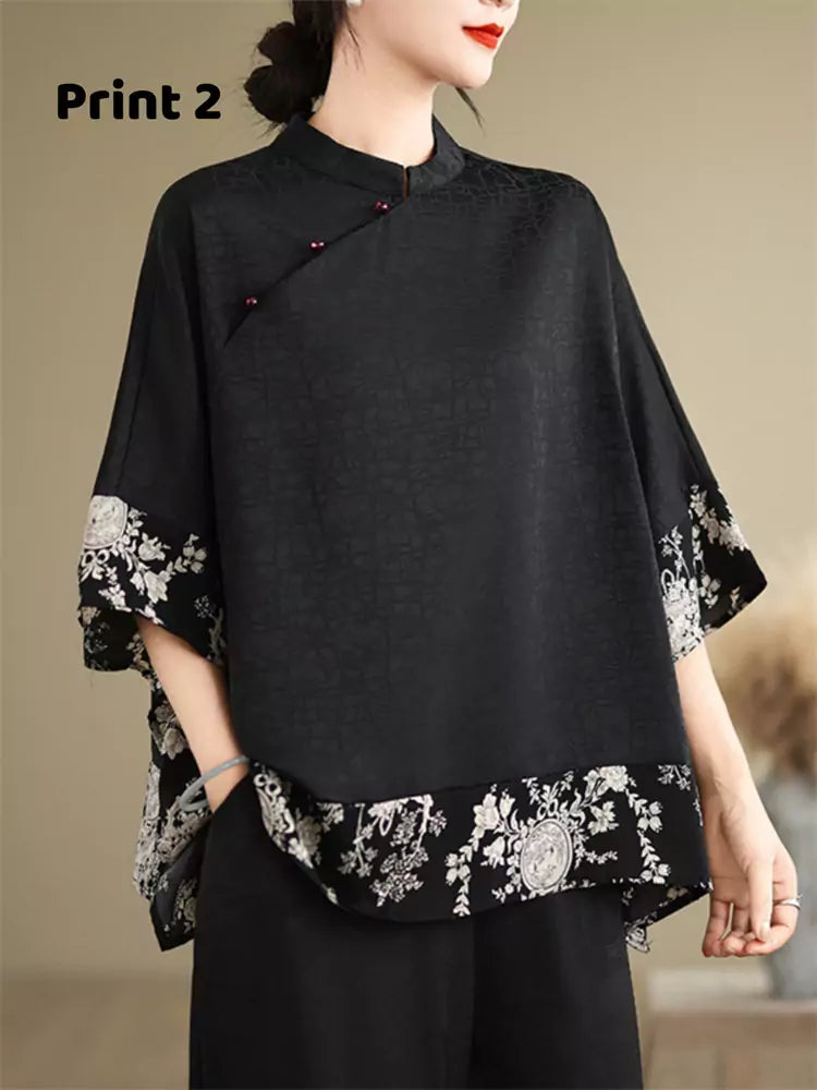 Fashionable Plus Size Xiangyun Silk Blouse for Women